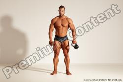 Underwear Gymnastic poses Man White Standing poses - ALL Muscular Short Brown Standing poses - simple Dynamic poses Academic